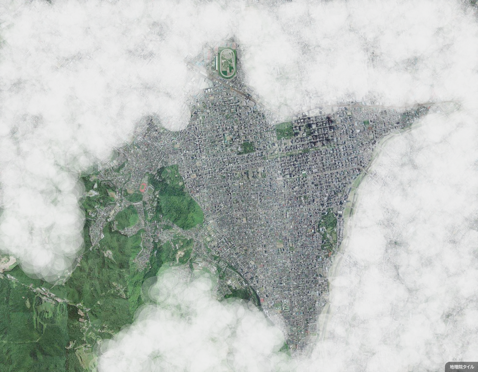 QGISで「天国から視点」っぽい雲がかった画像を作る - 作例