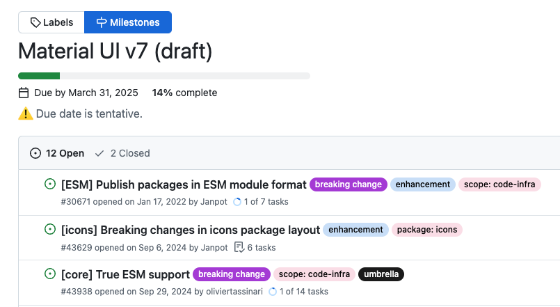 Material UI v7 (draft) Milestone