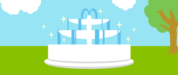 水が出ている噴水の画面