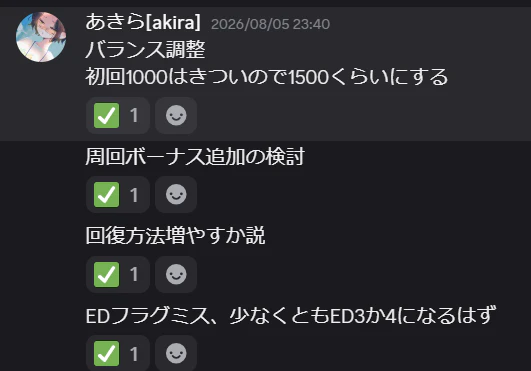 Discordに寄せられたバグ報告