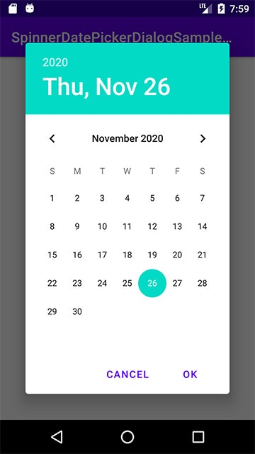 Calendar形式のDatePickerDialog