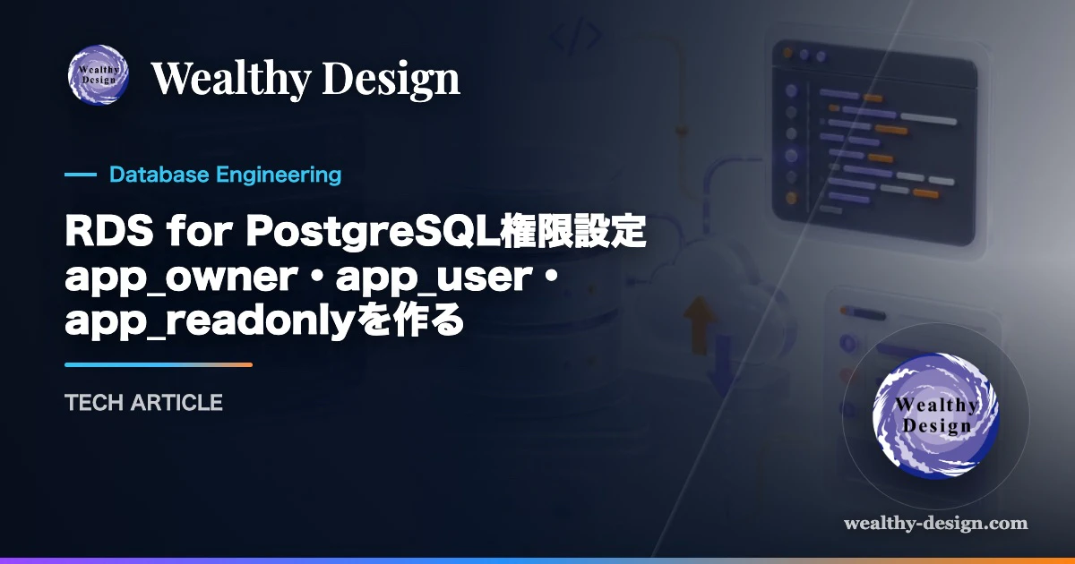 RDS for PostgreSQL権限設定 app_owner・app_user・app_readonlyを作るのアイキャッチ