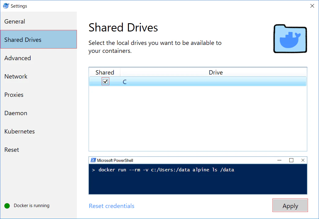 「Shared Drives」→「Shared」にチェック→「Apply」