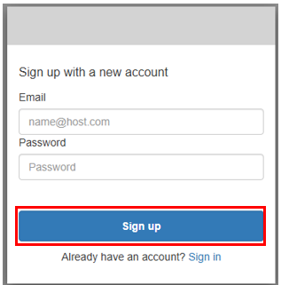 Sign up 画面