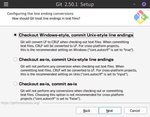 Configure the line ending conversions