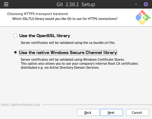 Choosing HTTPS transport backend