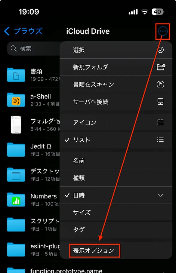 ファイルアプリのオプション.jpg