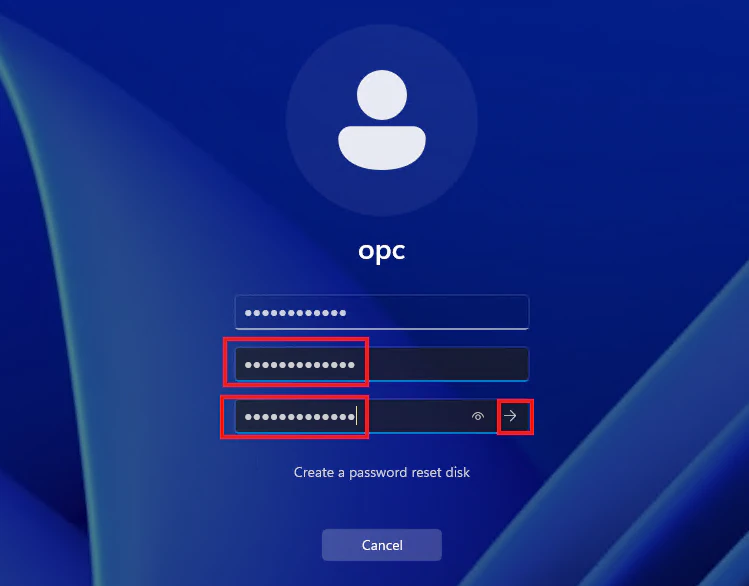 Windows Server 2025のパスワード変更画面で現在のパスワードと新しいパスワードを入力する画面