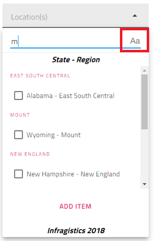 IgxCombo大文字小文字区別アイコン
