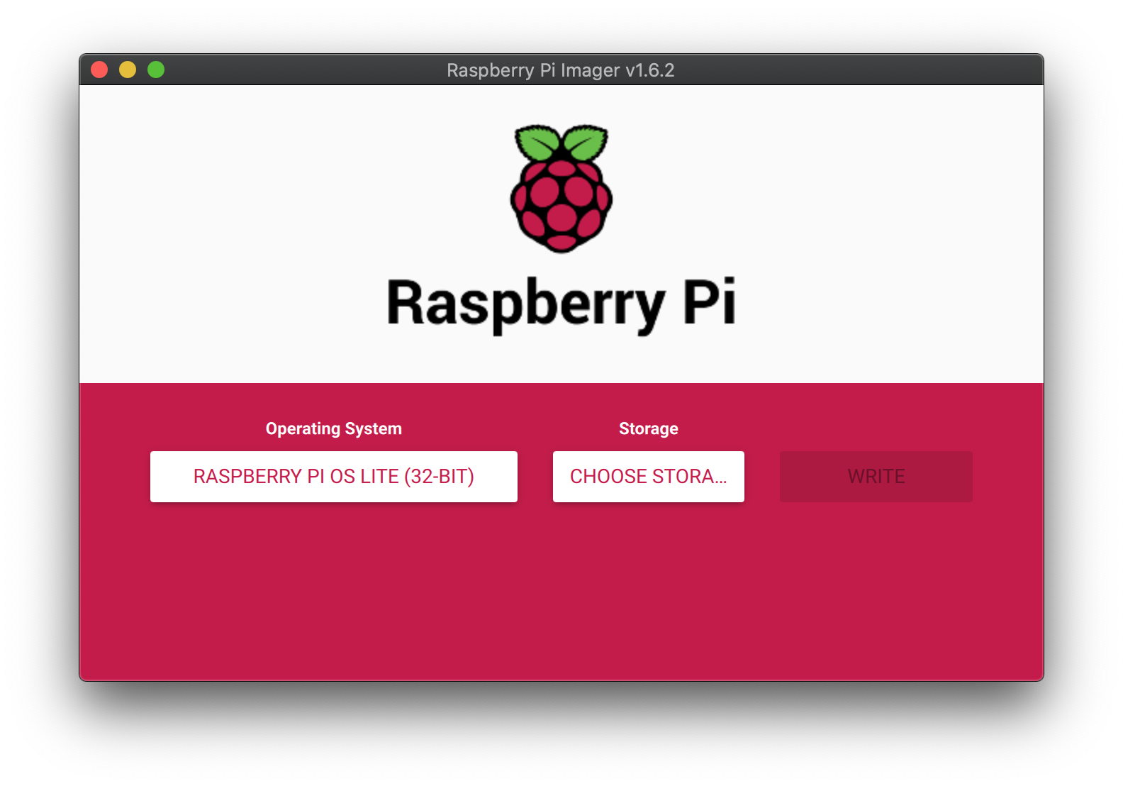 Raspberry Pi Imagerの起動画面