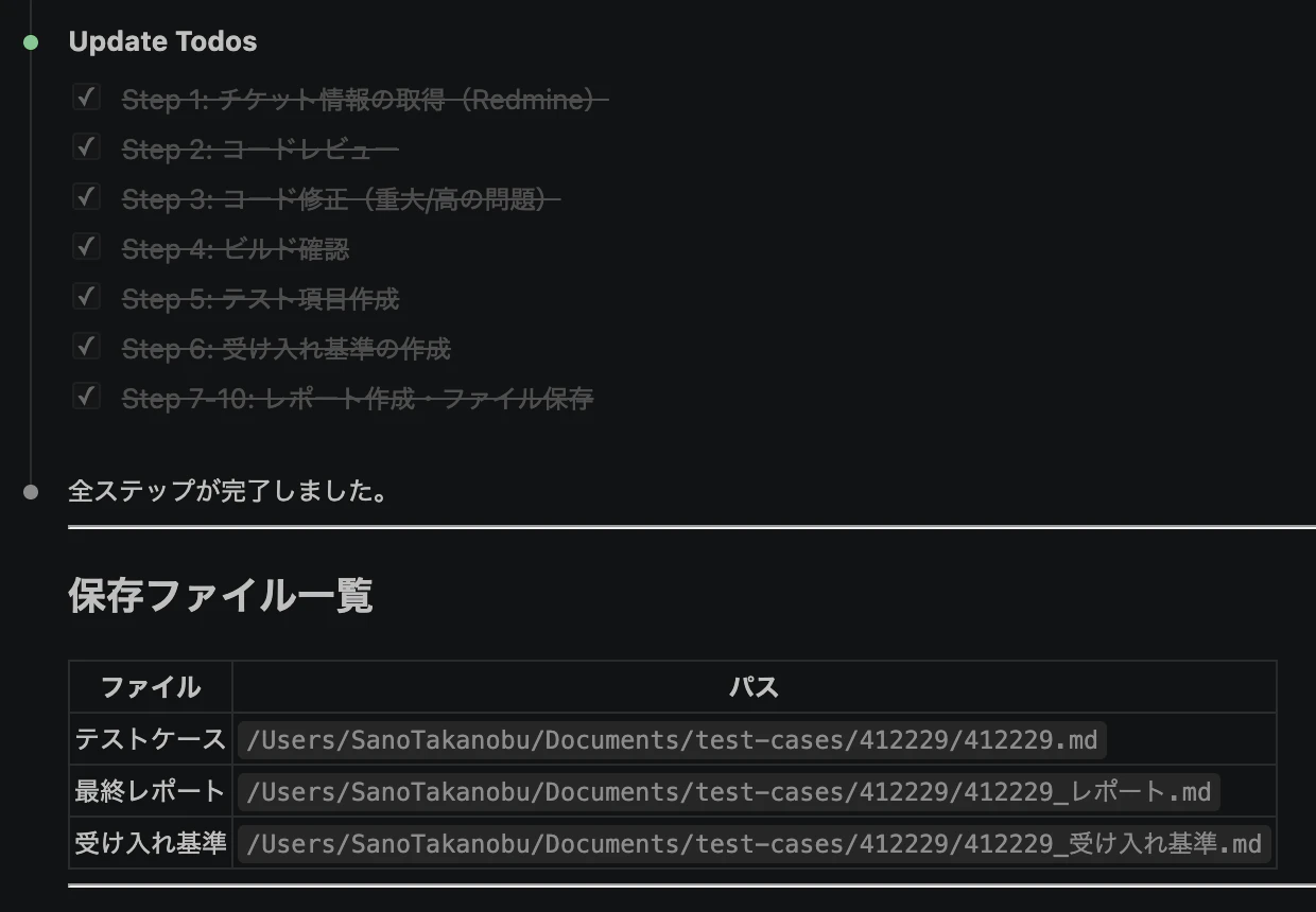 Claude Codeの実行結果