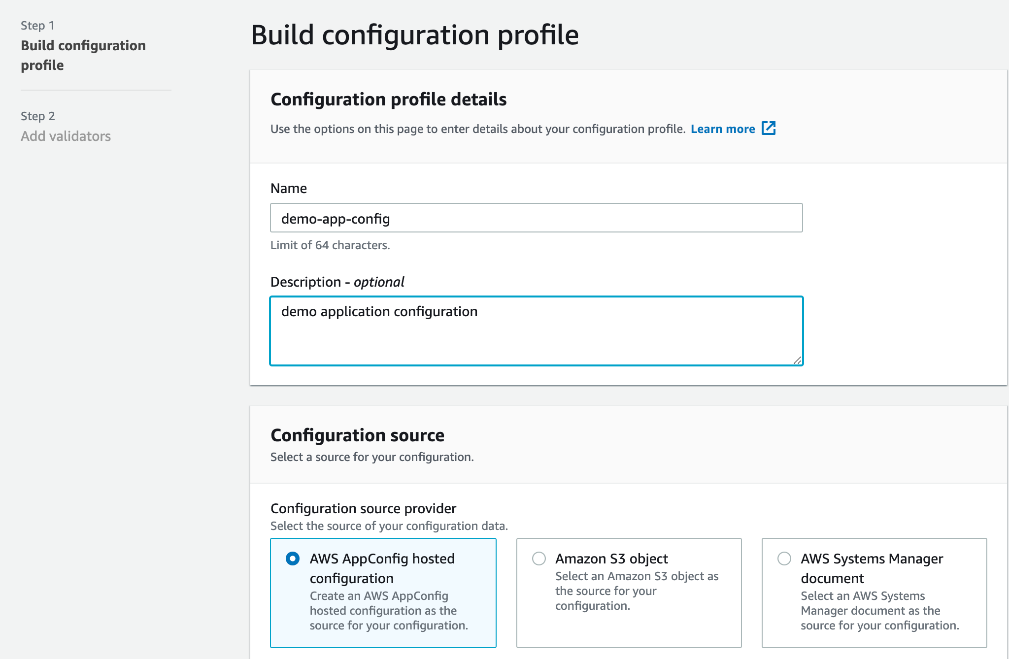 設定プロファイルの作成入力1 設定プロファイルの作成入力1