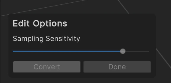 EditOptionsのスクリーンショット Make Editableを押下後に表示されるEditOptionsの、分割具合のスクリーンショット
