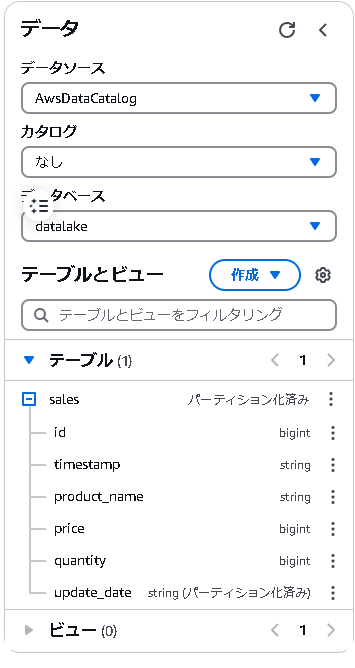 テーブル再作成結果
