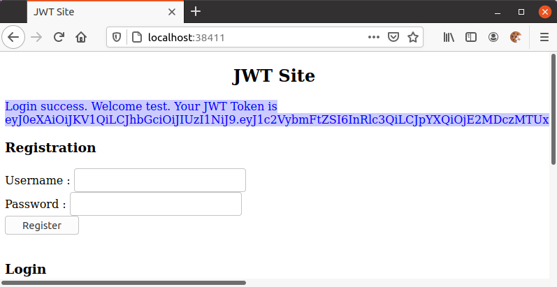 ユーザ名とパスワードでログインした後の画面