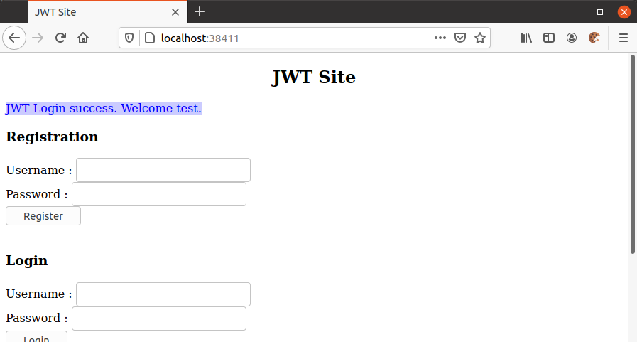 JWTでログインした後の画面