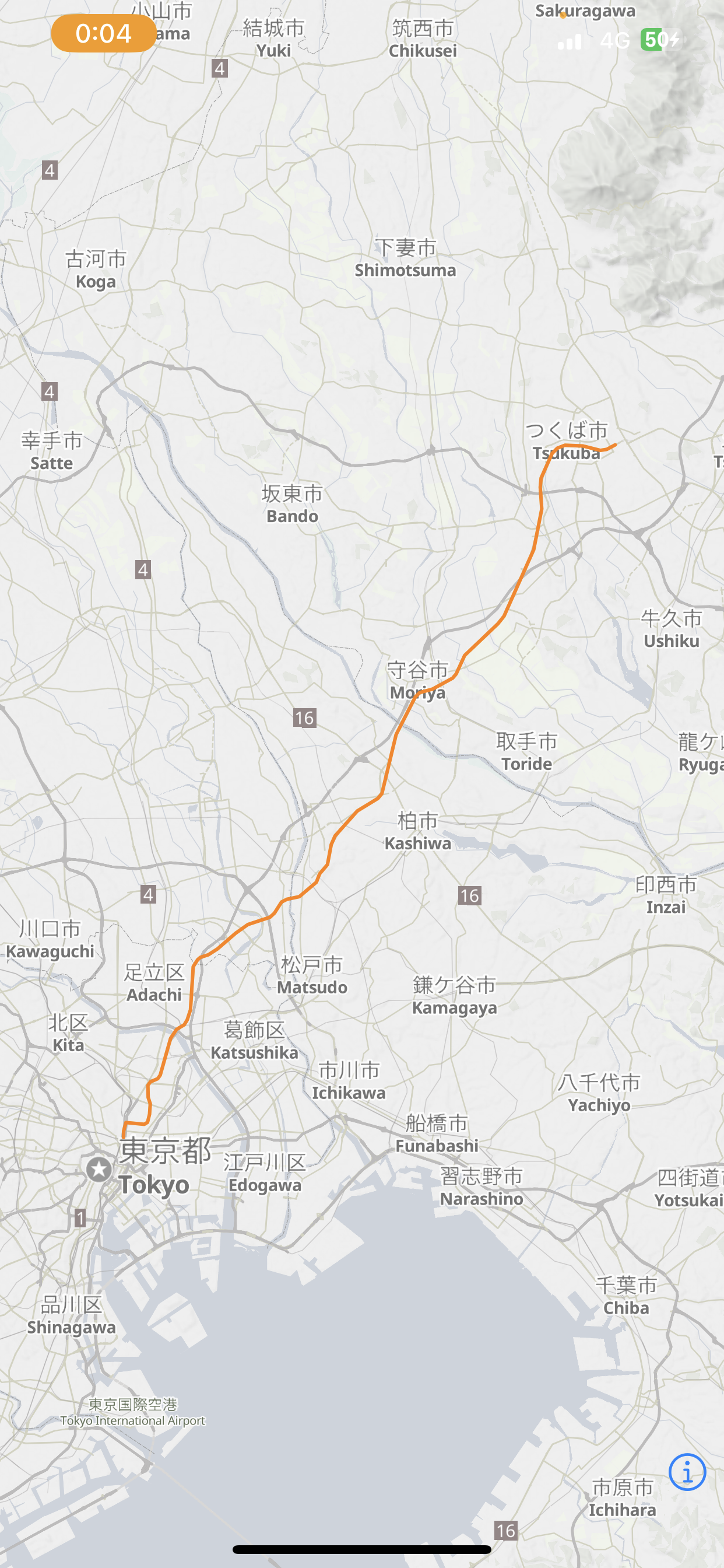 マップ上に線形が表示されている