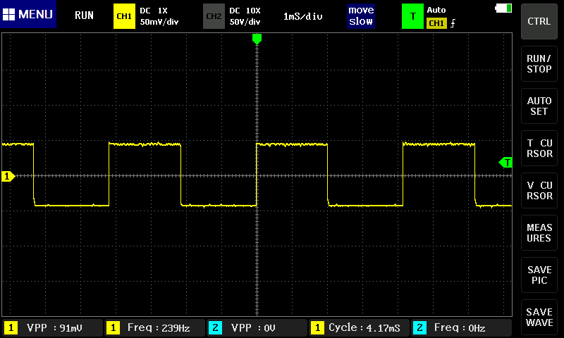 電子オルガンモードの出力波形 (ラ)