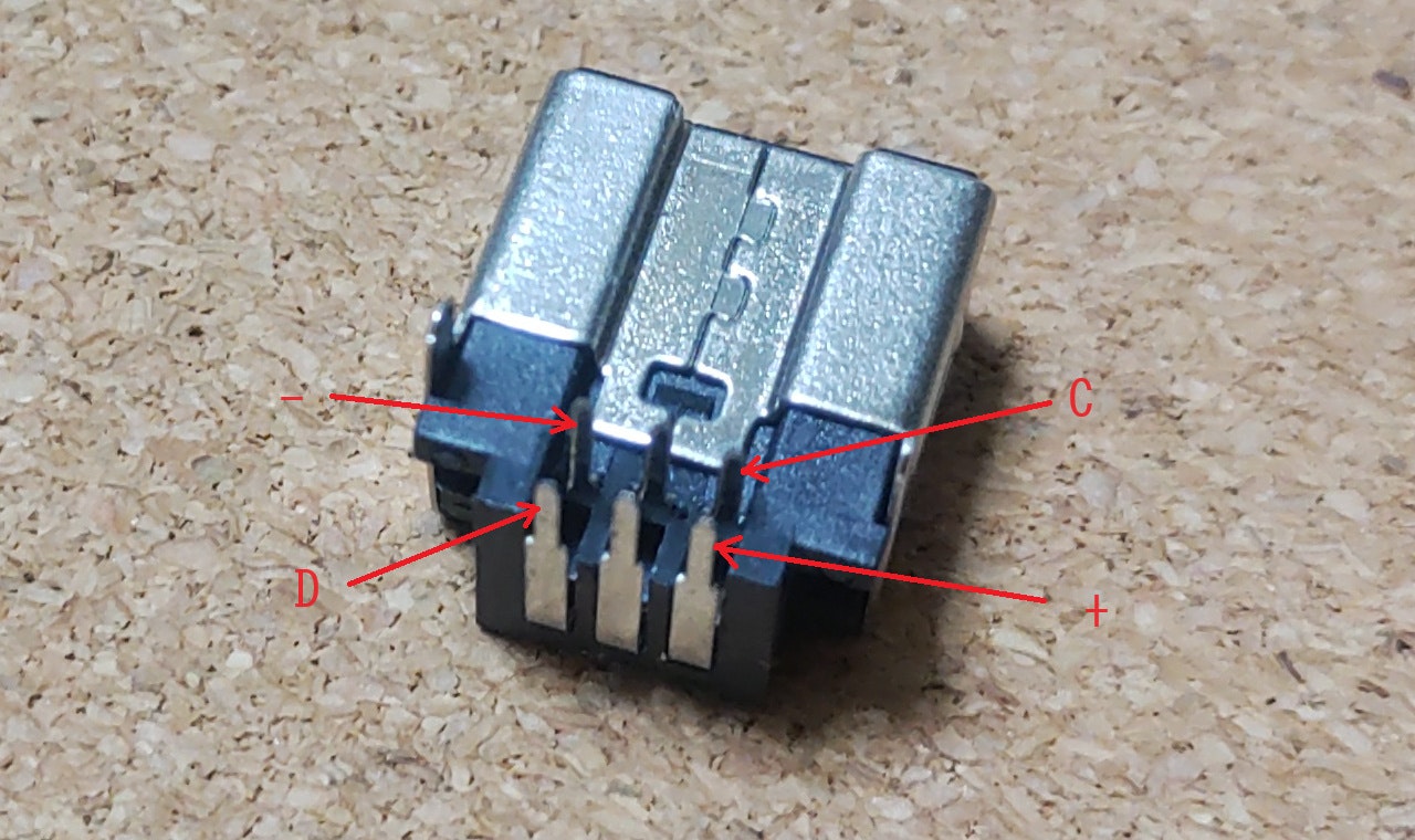 Wiiコネクタの端子とWiiChunkアダプタの端子の関係