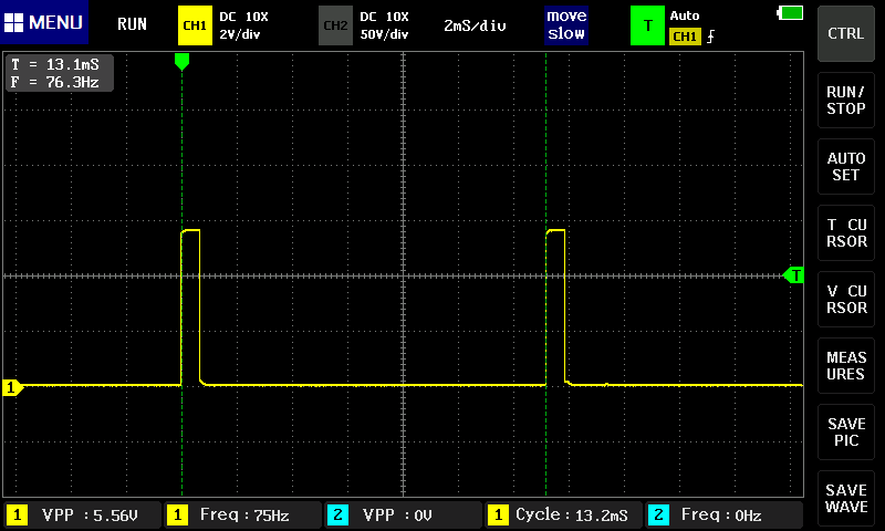 入力が 0000 のときのパルスの間隔