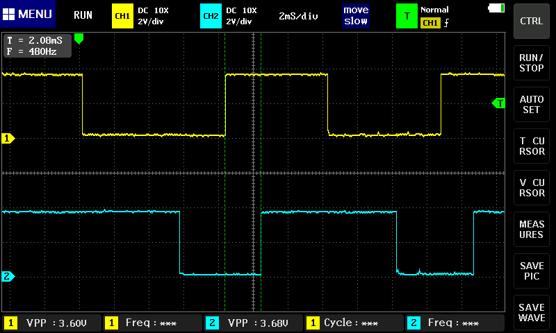 Pmod ENC の出力例 (反時計回り)