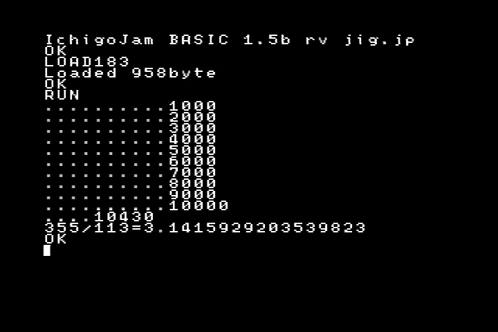 IchigoJam R で円周率に近い分数を求めた