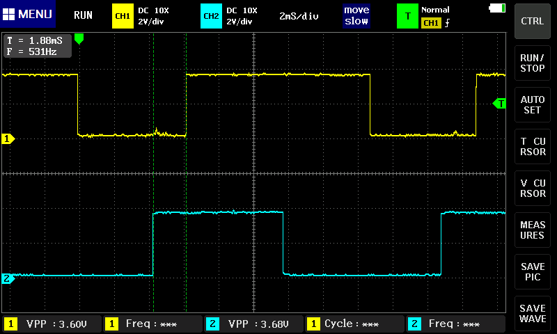 Pmod ENC の出力例(時計回り)
