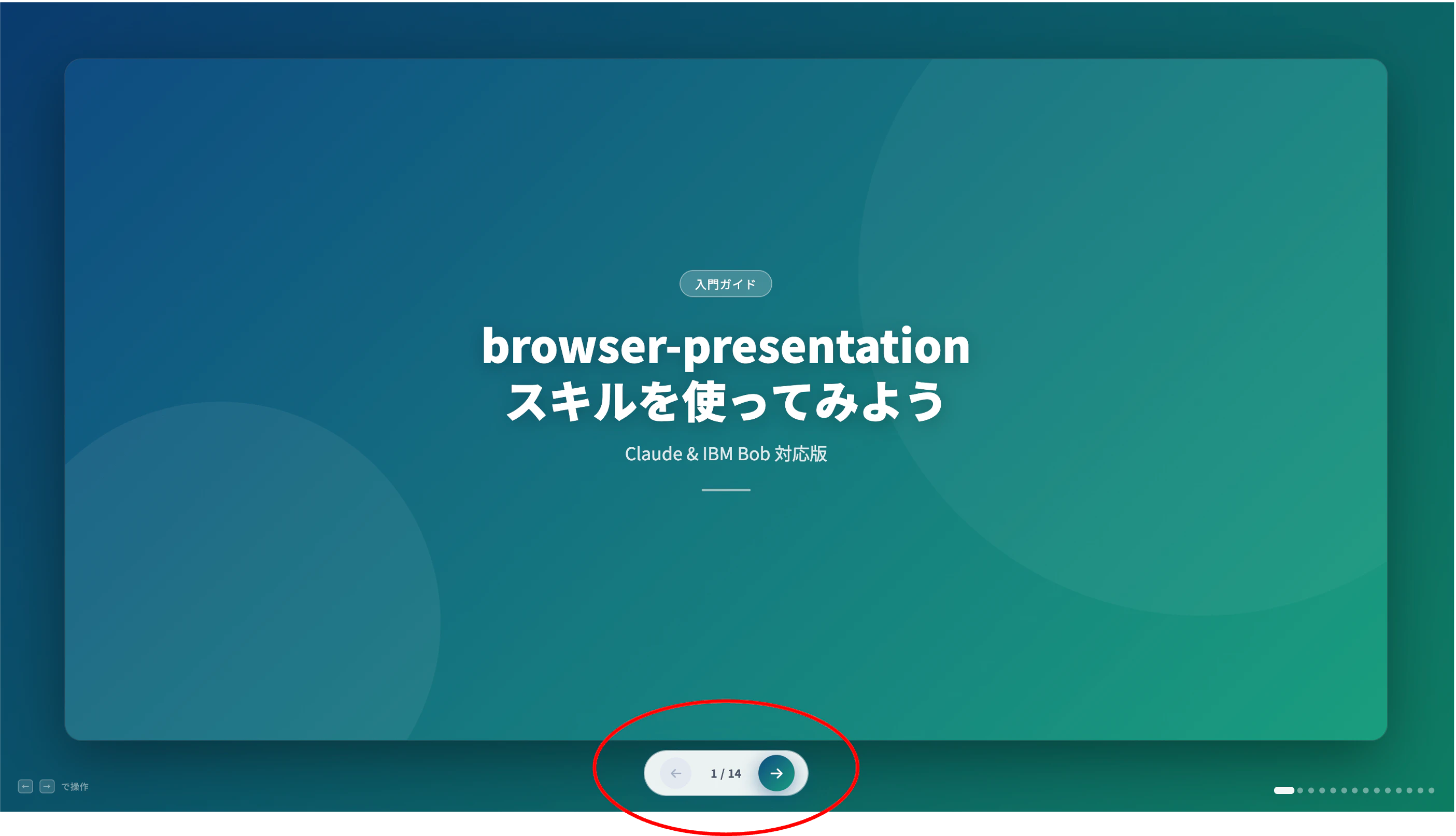 ブラウザ上でスライド送りができる