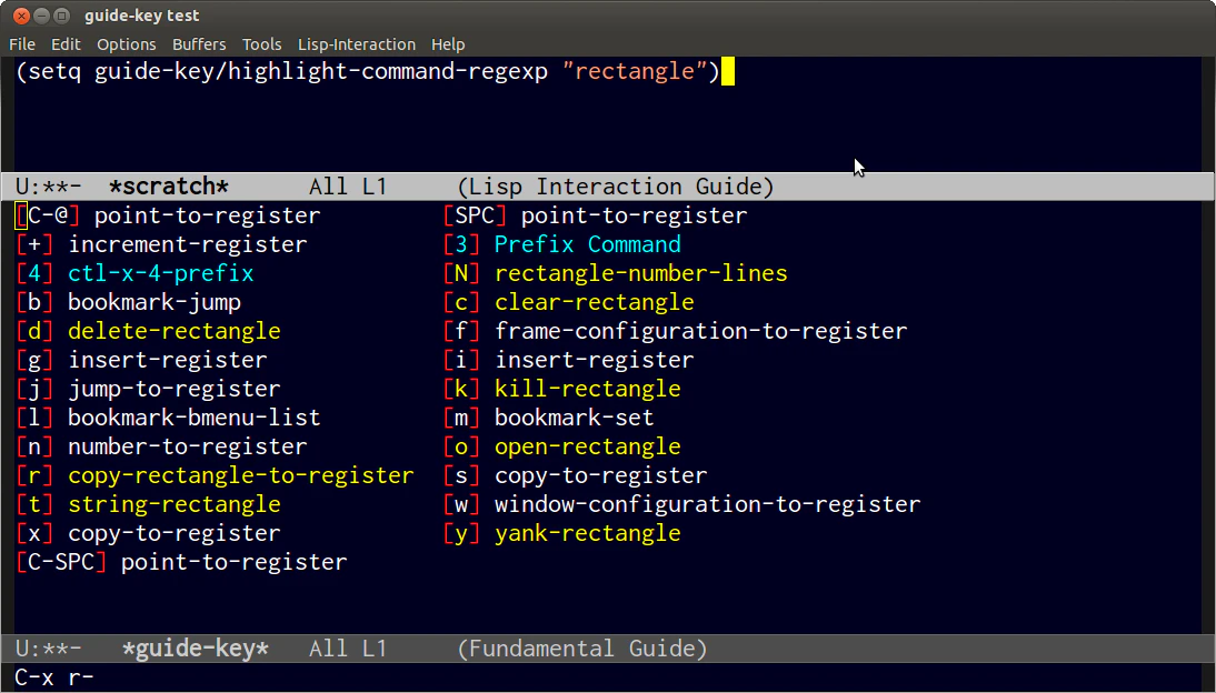 guide-key.el 動作例2 C-x r を押した様子