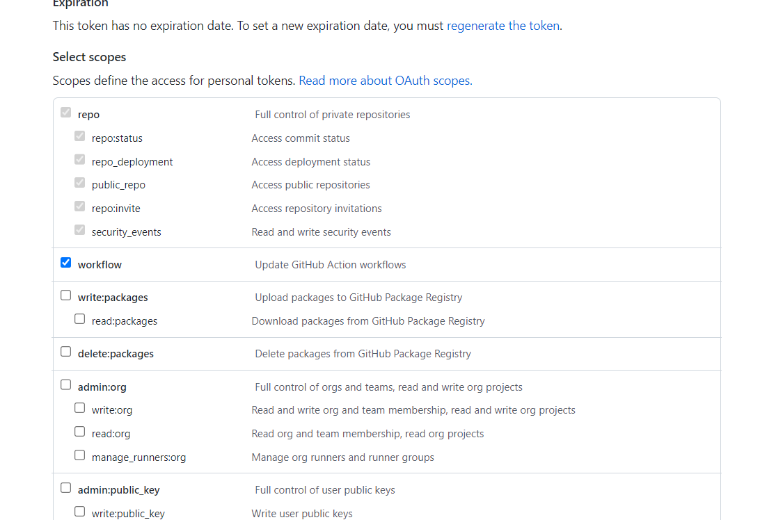 GitHub Personal Access Tokenのチェック