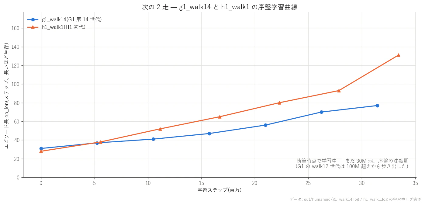 H1 and walk14, early stages