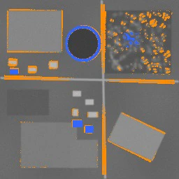 回転 1 度の偽陽性地図(橙)。