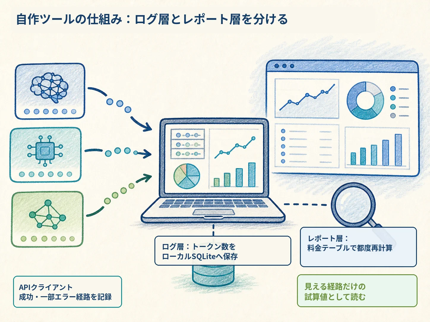 自作ツールの仕組み: ログ層とレポート層を分ける