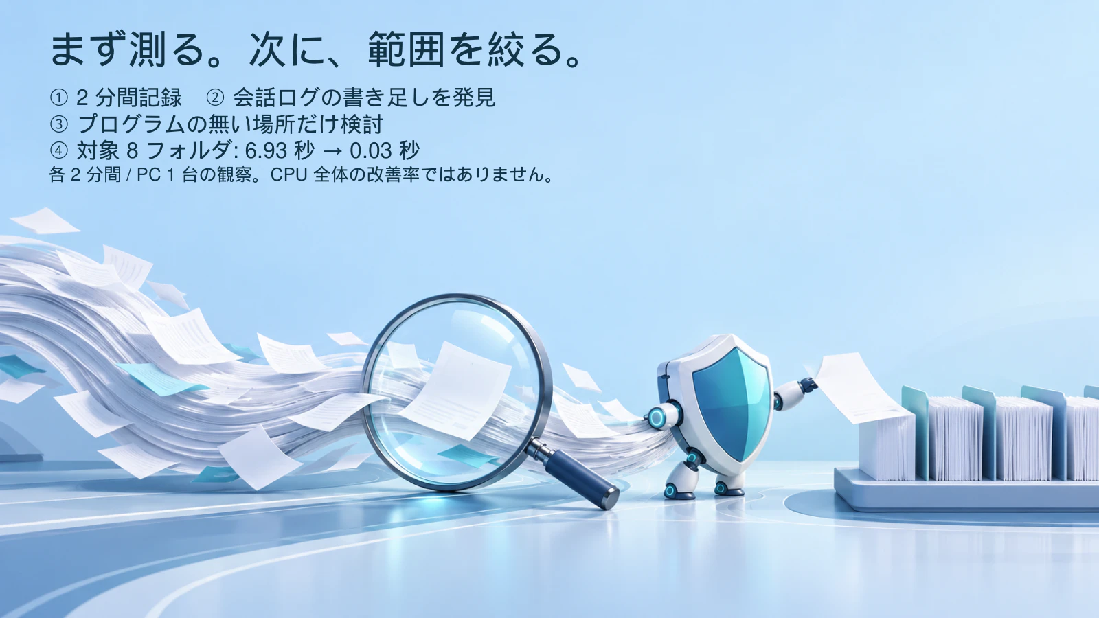 測る、書き足す記録を見つける、範囲を絞る、同じ場所を比較する
