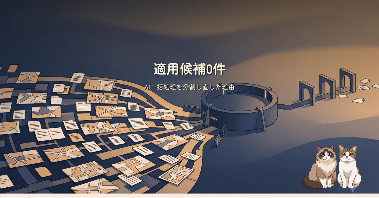 適用候補0件 AI一括処理を分割し直した理由