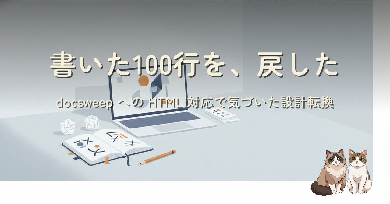 書いた 100 行を、戻した - docsweep への HTML 対応で気づいた設計転換
