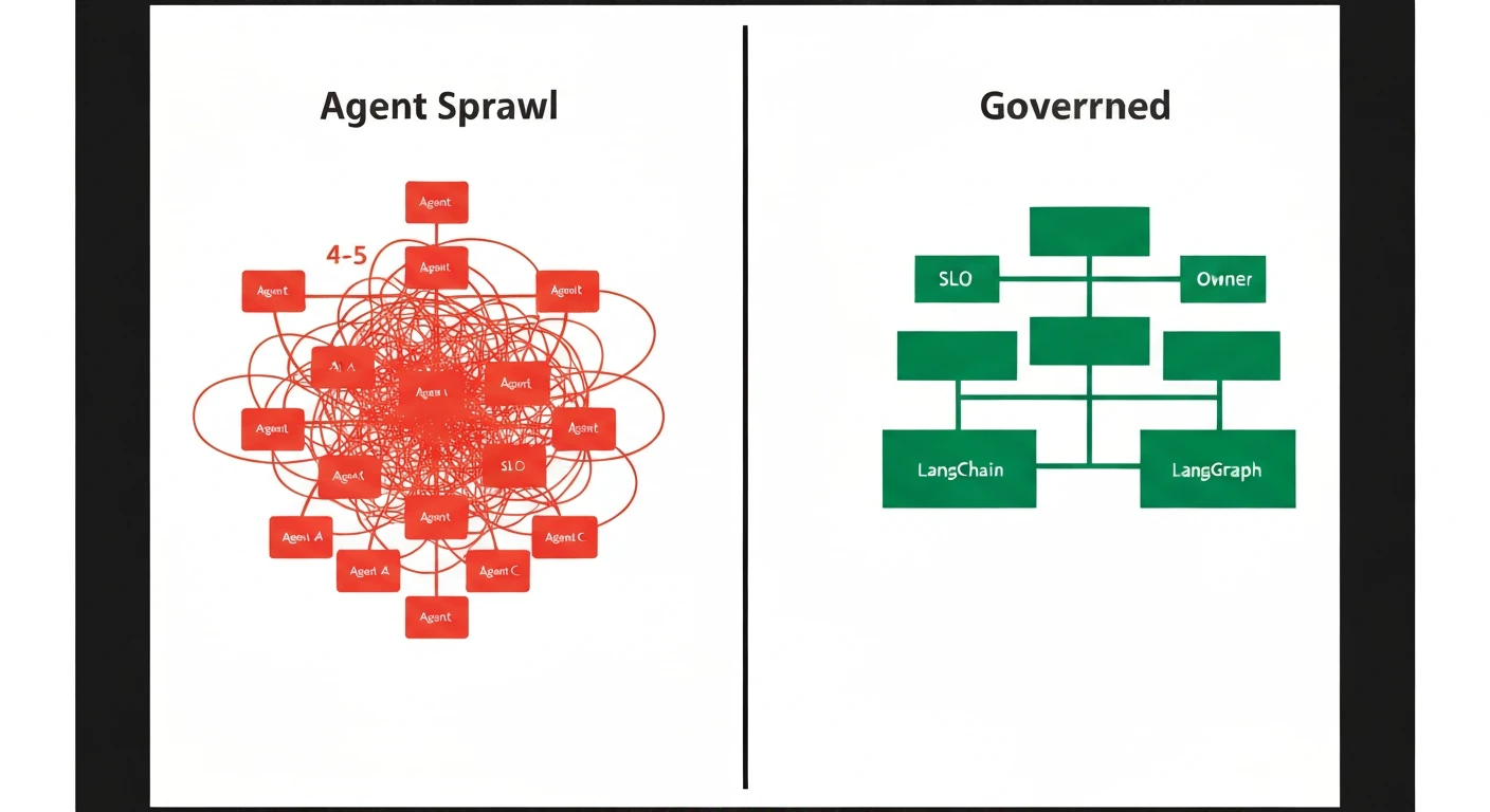 Agent Sprawl(混乱)vs Governed Architecture(統制あり)の比較