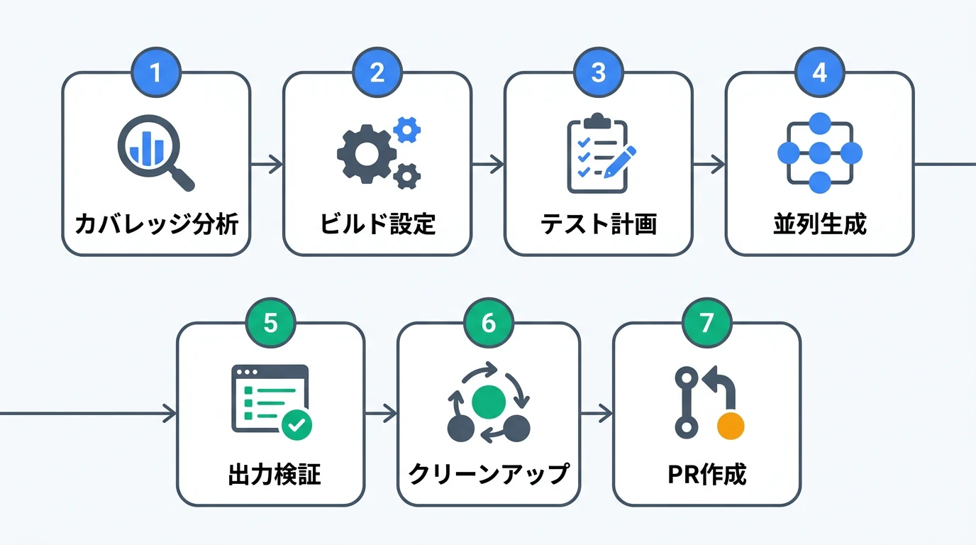 Diffblue Testing Agentの7ステップワークフロー