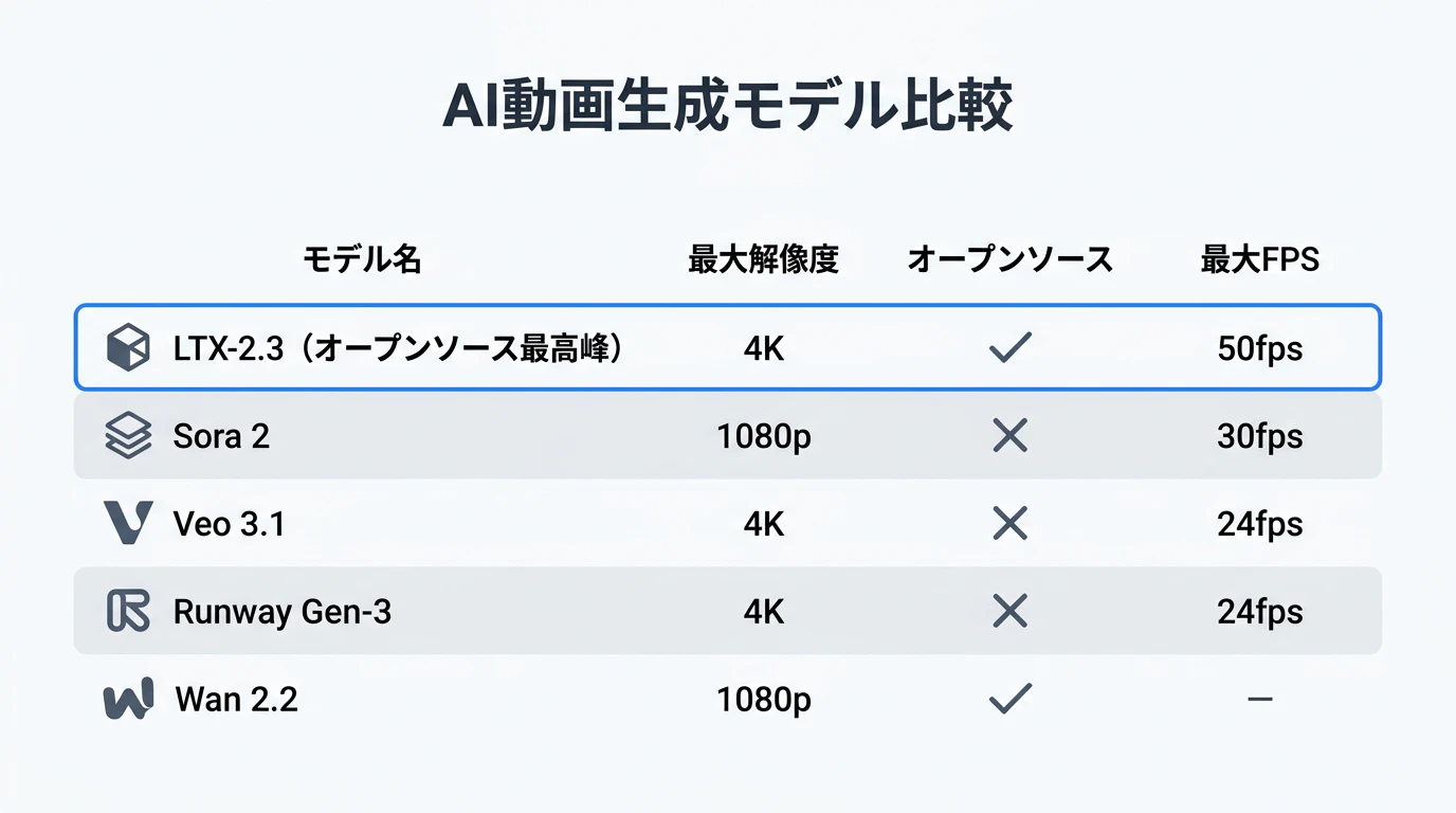 AI動画生成モデル比較