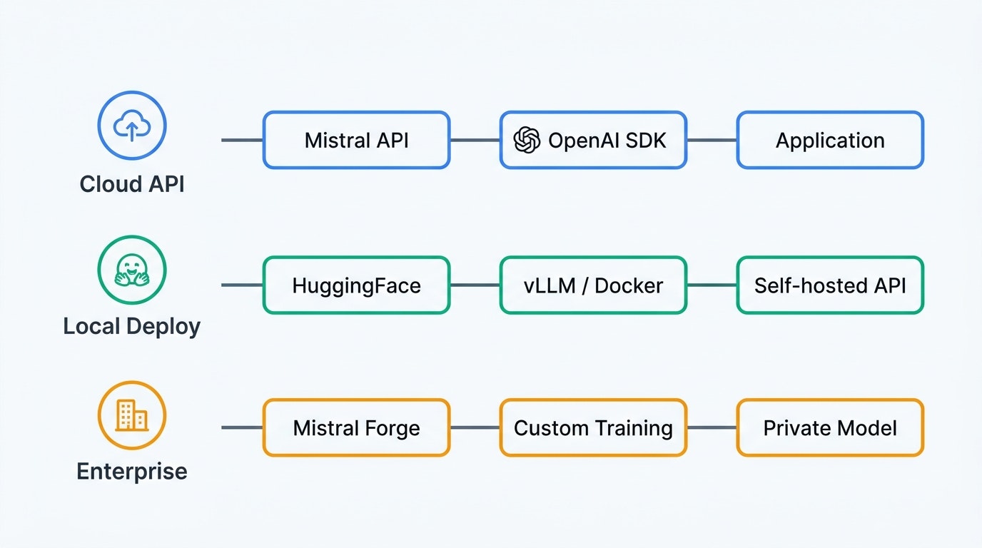 3つの利用パス — Cloud API / Local Deploy / Enterprise Forge