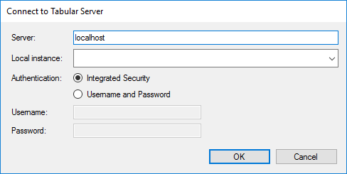 既にデプロイされているTabularモデルへの接続