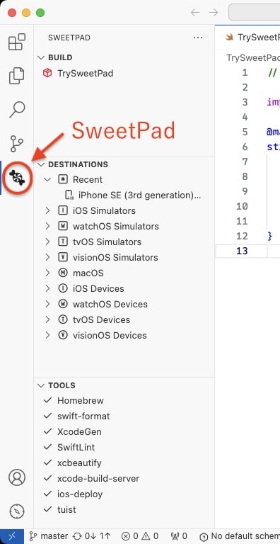 SweetPadのパネル