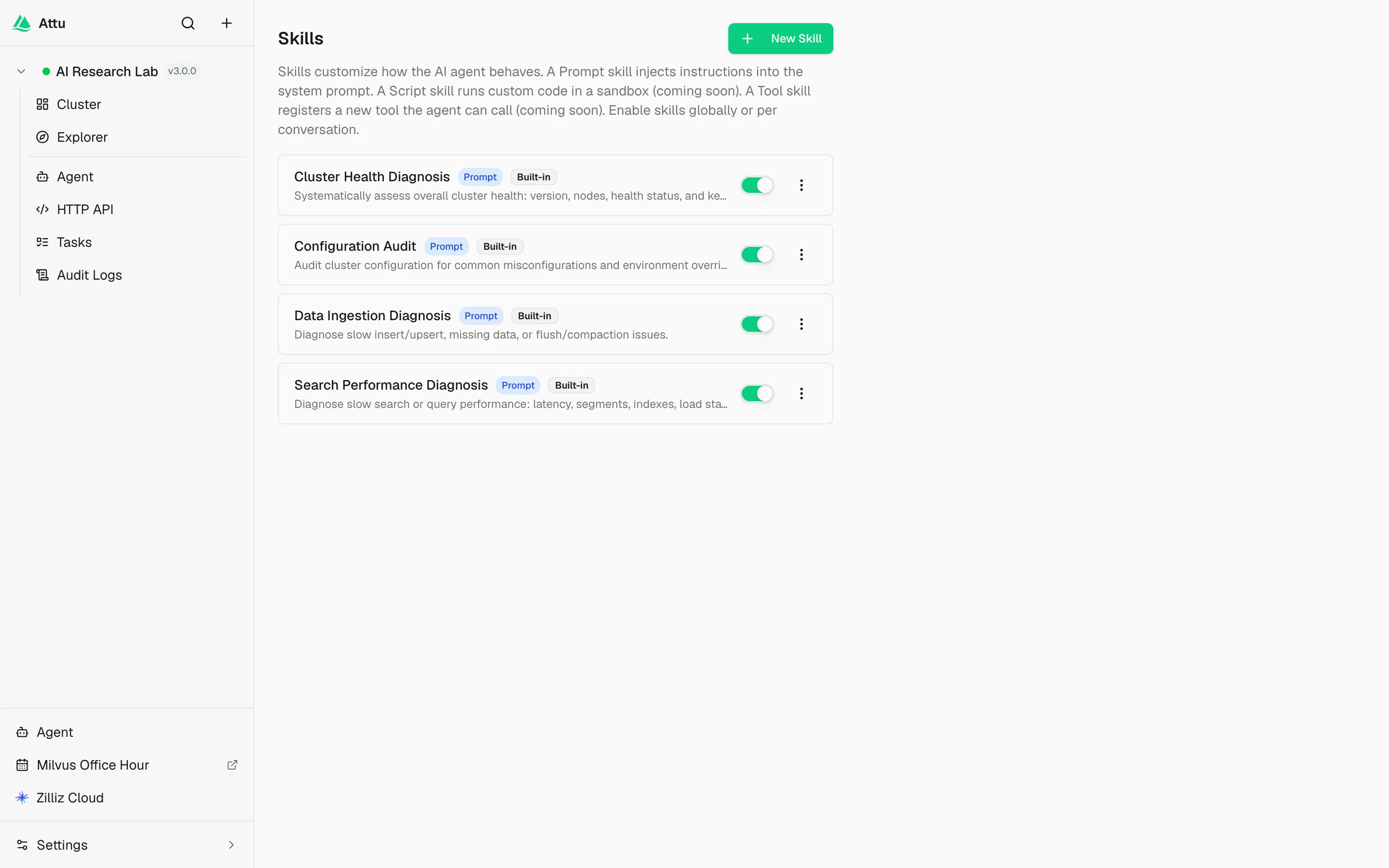 Built-in AI Agent skills