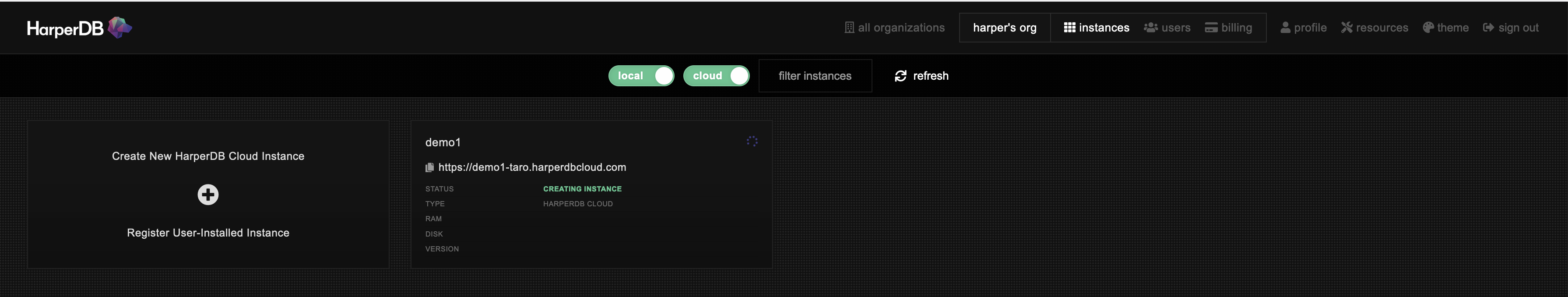 インスタンス一覧