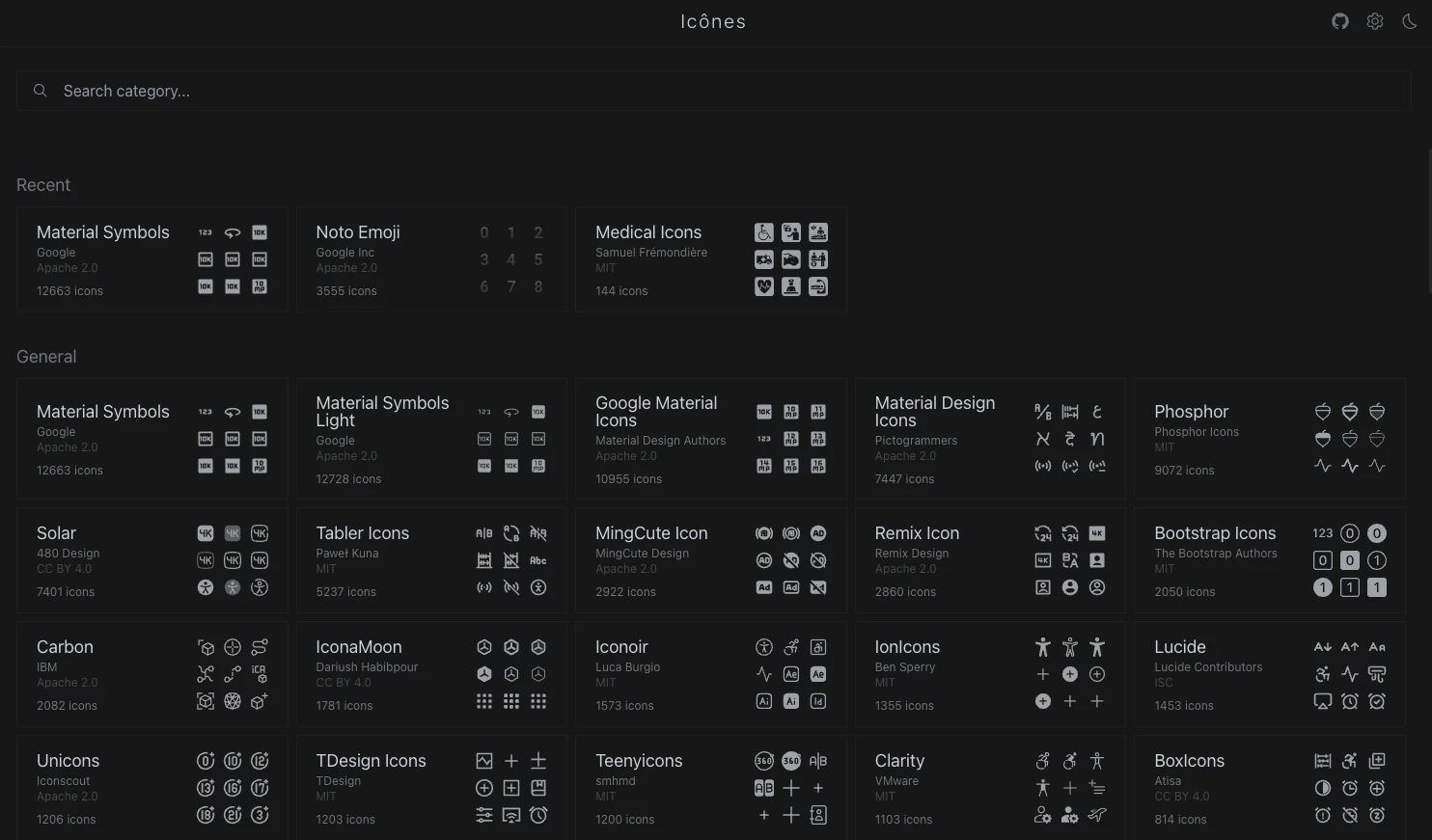 icones homepage