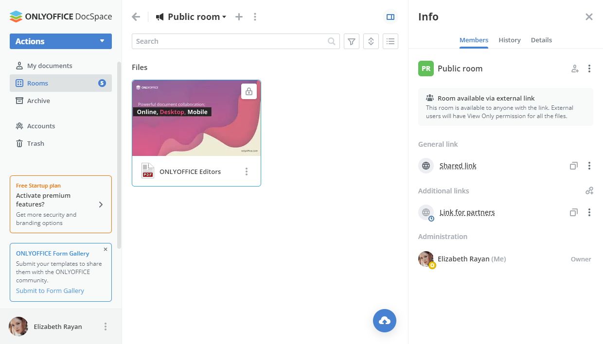 ONLYOFFICE DocSpace 2.0 released: Public rooms, plugins, data reassignment, RTL interface, and more