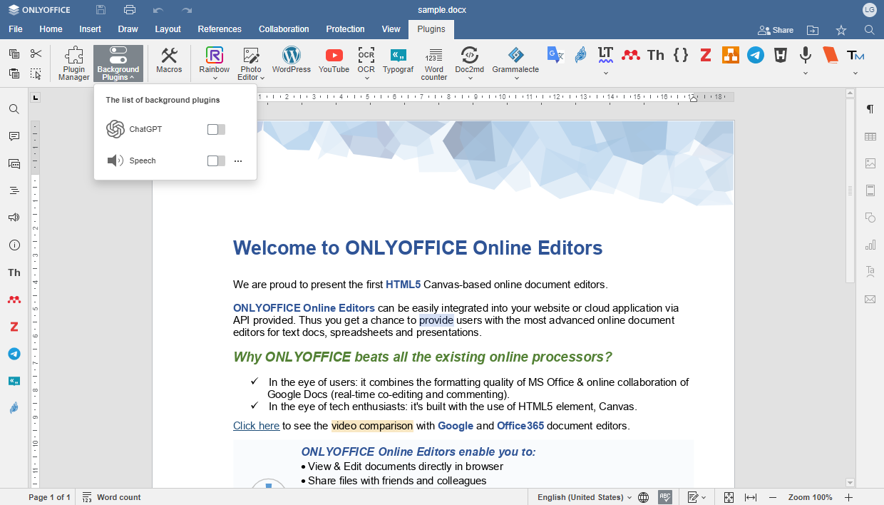 ONLYOFFICE Docs 8.0 released: PDF forms, RTL, Goal Seek and chart wizard in sheets, updated plugins UI, and more