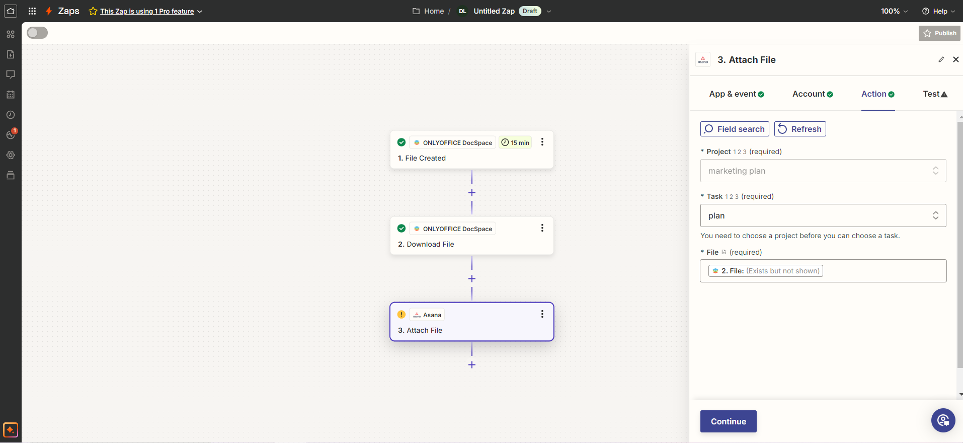 Synchronize your tasks and documents with ONLYOFFICE DocSpace and Asana integration via Zapier