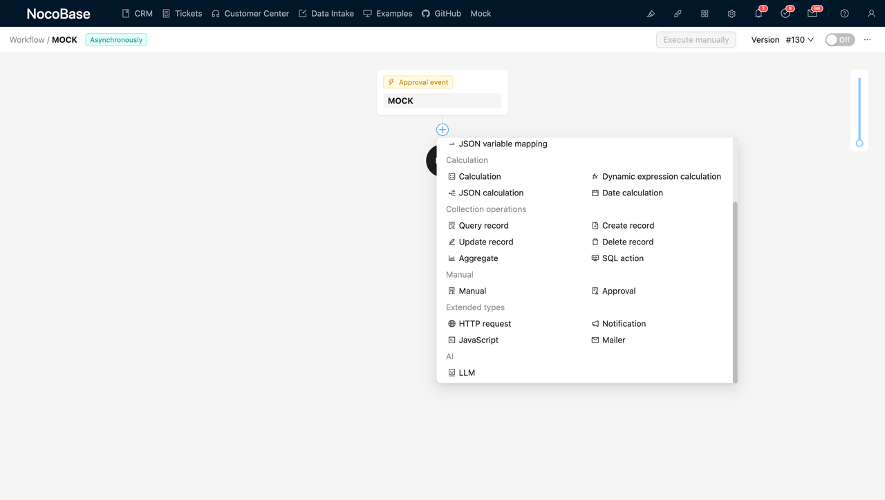 NocoBase's Workflow Configuration Interface