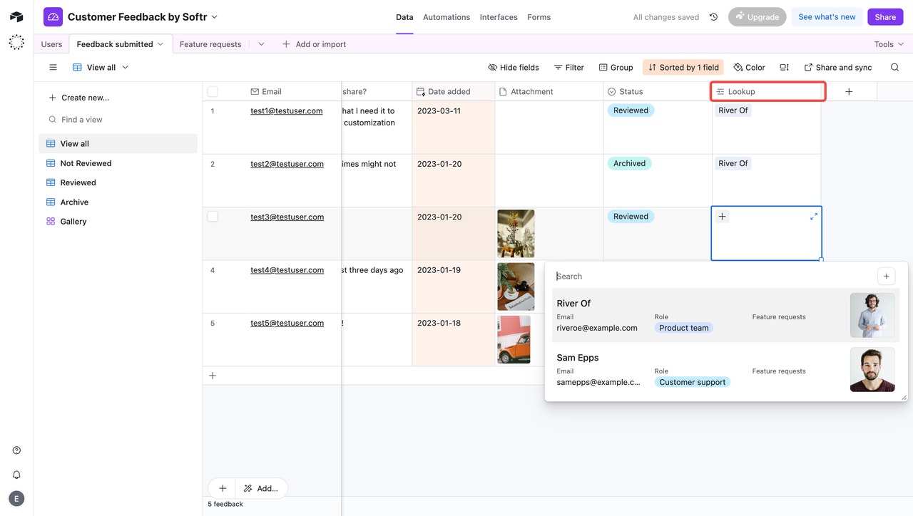 Creating Lookup Fields in Airtable
